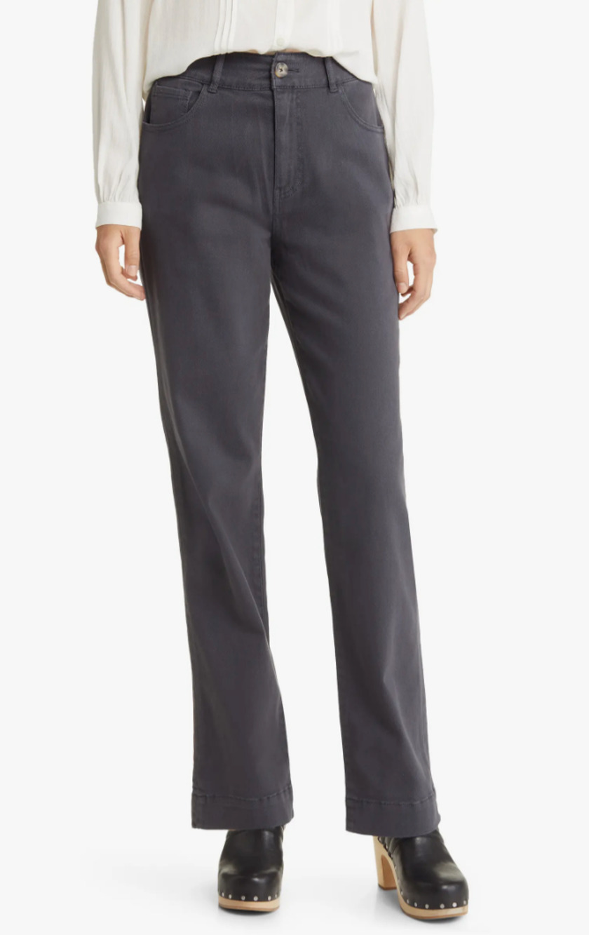 Faherty Endless Stretch Organic Cotton Straight Leg Pants Womens 26 Dark Gray